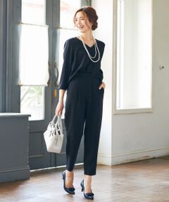 ANY / エニィ サロペット・オールインワン | 【セレモニー】エステルソフトストレッチ7分袖 セットアップ