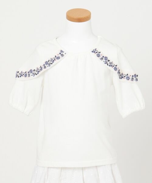 any FAM / エニィファム Tシャツ | 【KIDS】花刺繍フリル 20TC天竺 Tシャツ | 詳細2