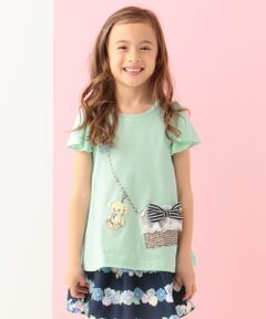 【KIDS】かごバッグプリント 40／2天竺 Tシャツ