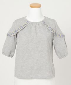 ANY / エニィ Tシャツ | 【SCHOOL】花刺繍フリル 20TC天竺 Tシャツ