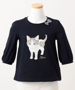 ANY / エニィ Tシャツ | 【SCHOOL】ネコ×リボン 40／2天竺 Tシャツ