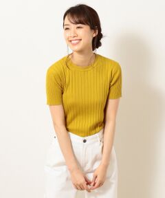 【UVケア・洗える】ニット Tシャツリブ トップス