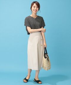 ANY / エニィ ミニ・ひざ丈スカート | 【洗える】麻混ストレッチ スカート