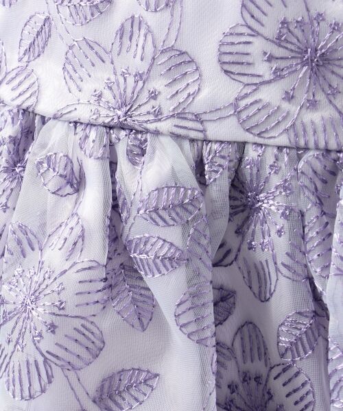 【110-130cm】オーガンジー花柄刺繍 ドレス