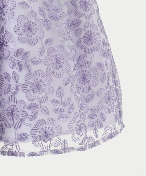 【110-130cm】オーガンジー花柄刺繍 ドレス