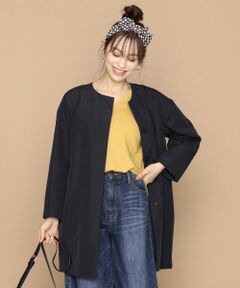 ANY / エニィ ノーカラージャケット | グログランノーカラーコート