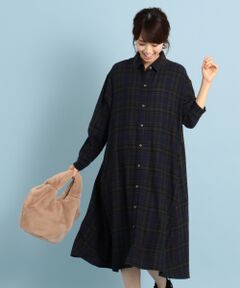 【SECRET WARM】【親子でお揃い】ソフトサーモネルチェック ワンピース