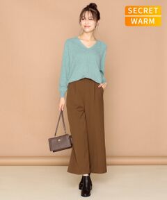 【SECRET WARM】T／Rピーチストレッチ ワイドパンツ