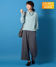 【SECRET WARM】T／Rピーチストレッチ ワイドパンツ