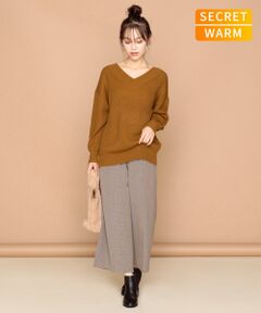 【SECRET WARM】T／Rピーチストレッチ ワイドパンツ