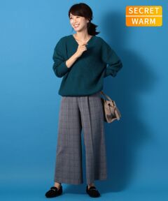 【SECRET WARM】T／Rピーチストレッチ ワイドパンツ