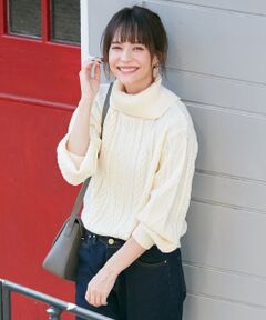 ANY / エニィ ニット・セーター | 【洗える】ソフトタッチケーブルタートルネック プルオーバー
