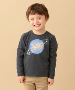 【BOYS/90-130cm】スペースシャトルアップリケ 長袖Tシャツ