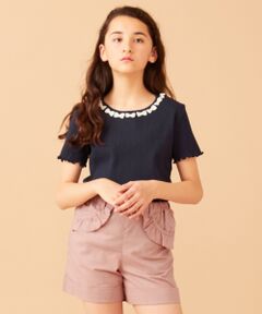 ニコプチ4月号掲載【140-150cm】リボンモチーフ 半袖Tシャツ