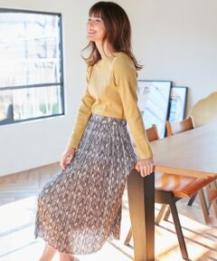 ANY / エニィ ミニ・ひざ丈スカート | 【洗える】パイソン プリーツスカート