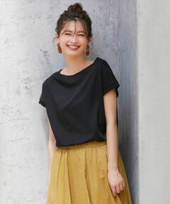 【洗える】シルケットスムースニットコンビ Ｔシャツ