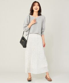 ANY / エニィ ミニ・ひざ丈スカート | 【洗える】スクエアドットプリント スカート