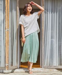 ANY / エニィ ミニ・ひざ丈スカート | 【洗える】ダブルプリーツ スカート