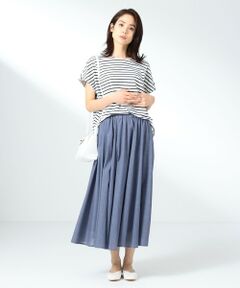 ANY / エニィ ミニ・ひざ丈スカート | 【シワになりにくい】シャンブレーライク スカート