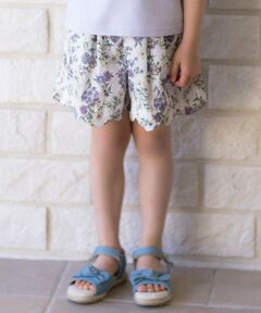 ANY / エニィ ショート・ハーフ・半端丈パンツ | 裾スカラップ花柄 キュロット