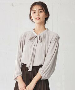 ANY / エニィ シャツ・ブラウス | 【洗える】ボウタイサテンギャザー ブラウス