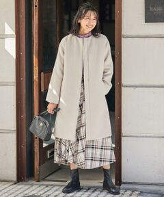 ANY / エニィ その他アウター | カシミヤブレンドノーカラーサイドスリット コート