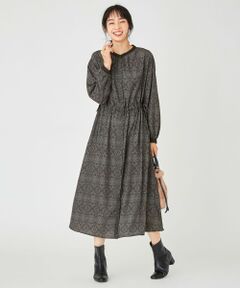 ANY / エニィ ロング・マキシ丈ワンピース | 【洗える】配色コンビプリント ワンピース