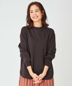 【洗える】プレミアムベーシックモックネックロング Tシャツ