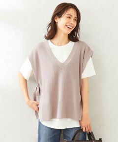 ANY / エニィ ベスト | 【セットアイテム】ニットベスト×ラウンドテールTシャツ