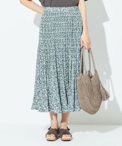 ANY / エニィ ミニ・ひざ丈スカート | 【ウエストゴム】ダブルプリーツ花柄 スカート