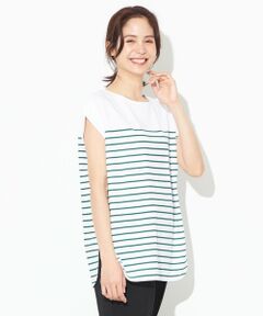 【接触冷感・UVケア】TCオーガビッツボーダー Tシャツ