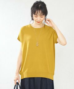 【接触冷感】クールタッチフレンチスリーブ ニット