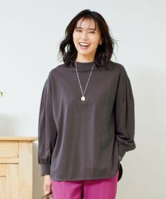 【洗える・毛玉になりにくい】プレミアム モックネック長袖Tシャツ