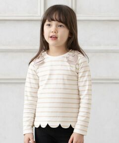 ANY / エニィ カットソー | 裾スカラップボーダー 長袖 Ｔシャツ