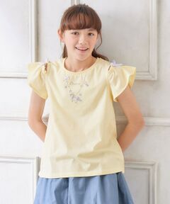 刺繍 オン・オフショルダー Tシャツ