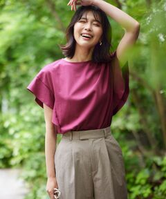 ANY / エニィ カットソー | 【接触冷感/UVケア/シワになりにくい】フレアスリーブ Tブラウス