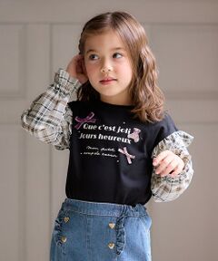 ANY / エニィ カットソー | チェック袖 ドッキング プルオーバー