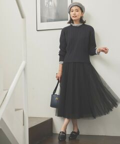 ANY / エニィ ミニ・ひざ丈スカート | 【ウエストゴム/洗濯機可能】チュールフレアースカート