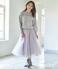 ANY / エニィ ミニ・ひざ丈スカート | 【ウエストゴム/洗濯機可能】チュールフレアースカート