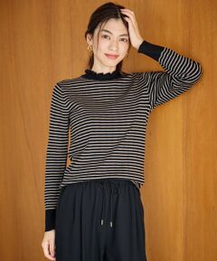 ANY / エニィ ニット・セーター | 【洗濯機可/吸湿発熱】フリルネックリブニット