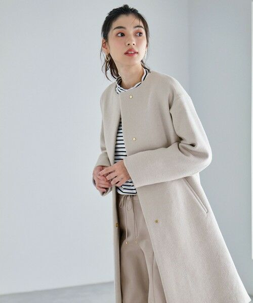 ANY / エニィ その他アウター | 【防風裏地】ウールブレンドノーカラーコート | 詳細1