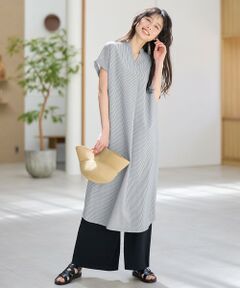 ANY / エニィ ロング・マキシ丈ワンピース | 【洗濯機可】サッカーストライプワンピース