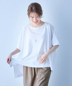 【洗濯機可】ハイツイストコットンポンチョ風Tシャツ