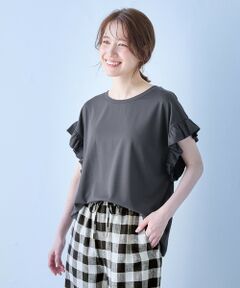 【洗濯機可】ストレッチピケフリルTシャツ