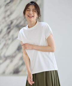 【UVケア/接触冷感】モックネックフレンチスリーブＴシャツ