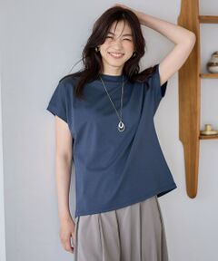 【UVケア/接触冷感】モックネックフレンチスリーブＴシャツ