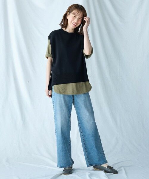 ANY / エニィ デニムパンツ | 【洗濯機可/ウエストゴム/ストレッチ】ワイドデニムパンツ | 詳細7