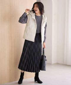 ANY / エニィ ミニ・ひざ丈スカート | 【洗濯機可/ウエストゴム】チェックプリーツスカート