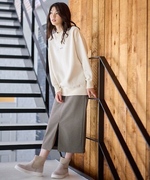 ANY / エニィ ミニ・ひざ丈スカート | 【手洗い可/ウエストゴム/裏起毛】チェックボンディングタイトスカート | 詳細2