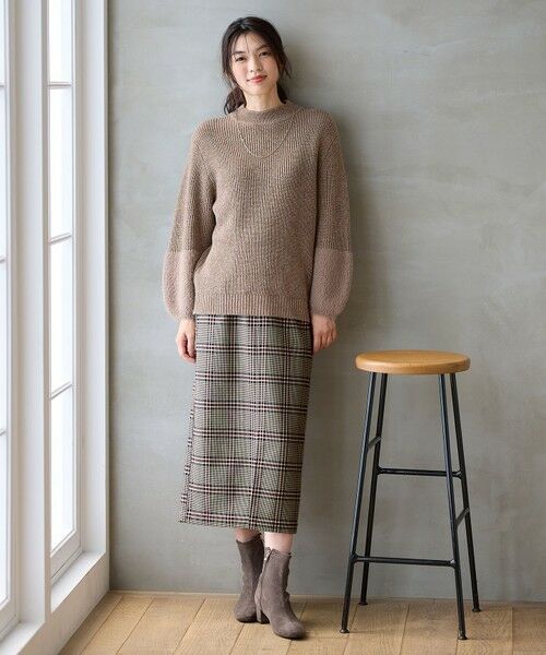 ANY / エニィ ミニ・ひざ丈スカート | 【手洗い可/ウエストゴム/裏起毛】チェックボンディングタイトスカート | 詳細21